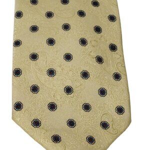 Vintage Winfield Yellow Blue Men Silk Tie Necktie Paisley Flower Work Business